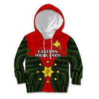 (Custom Personalised) Papua New Guinea Kid Hoodie Eastern Highlands Province Mix Coat Of Arms Polynesian Art - Wonder Print Shop