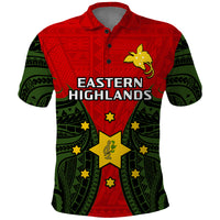 Custom Papua New Guinea Polo Shirt Eastern Highlands Province Mix Coat Of Arms Polynesian Art - Wonder Print Shop