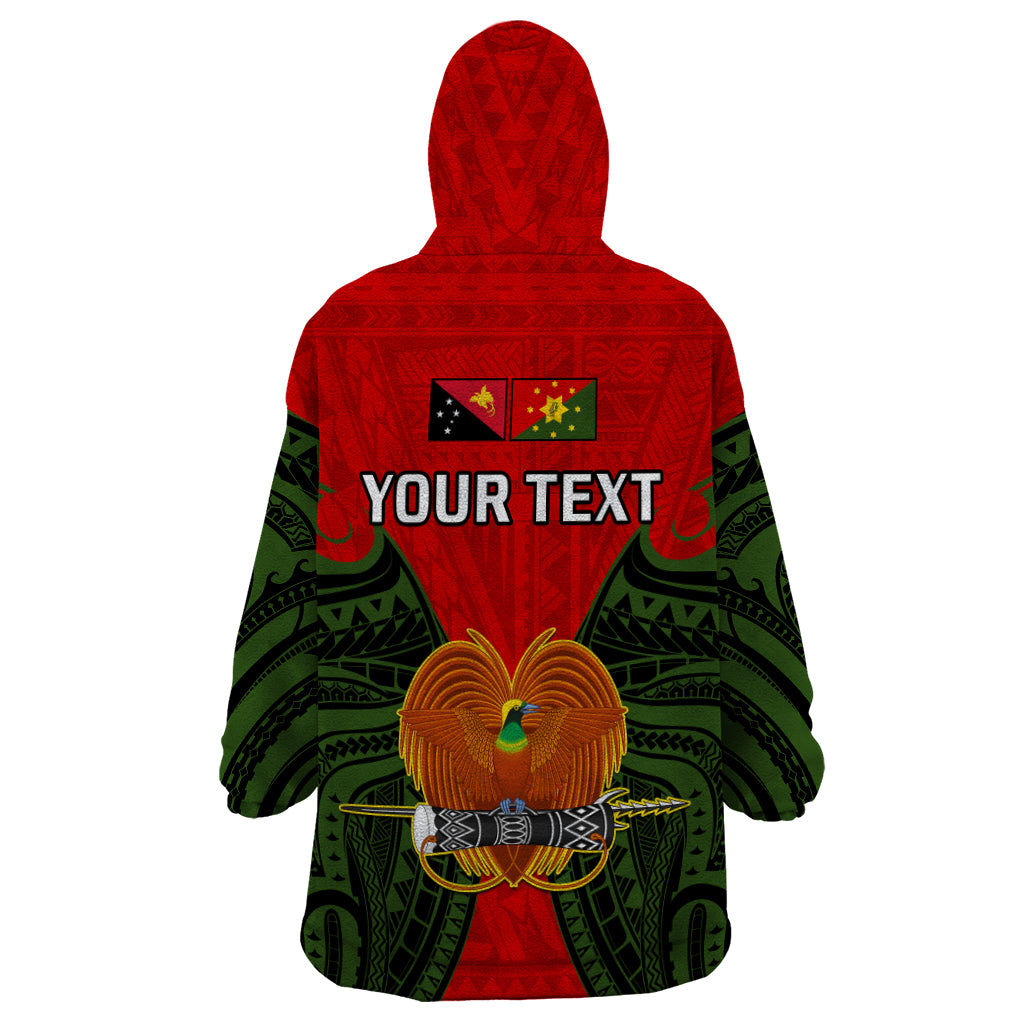 (Custom Personalised) Papua New Guinea Wearable Blanket Hoodie Eastern Highlands Province Mix Coat Of Arms Polynesian Art - Wonder Print Shop