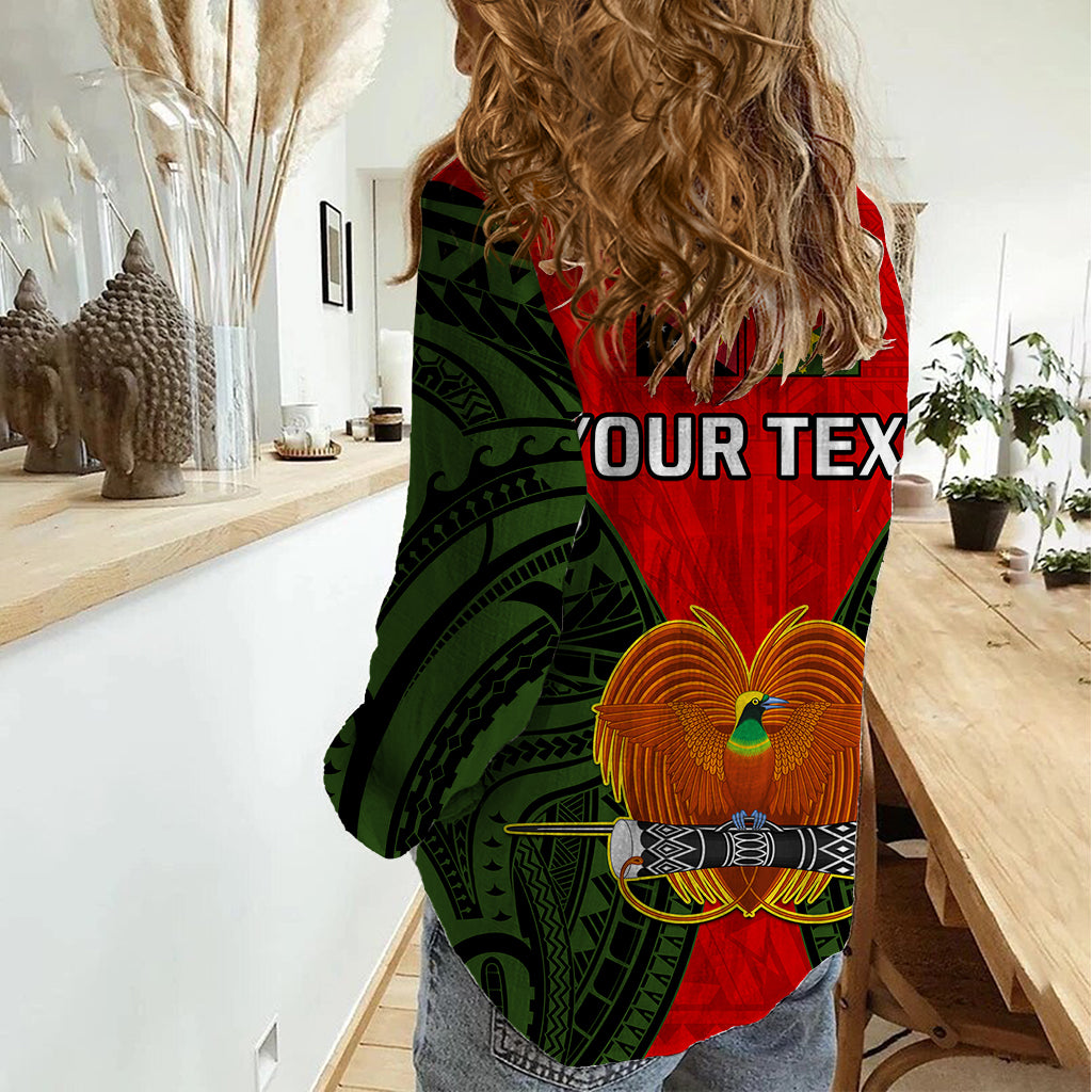 (Custom Personalised) Papua New Guinea Women Casual Shirt Eastern Highlands Province Mix Coat Of Arms Polynesian Art - Wonder Print Shop