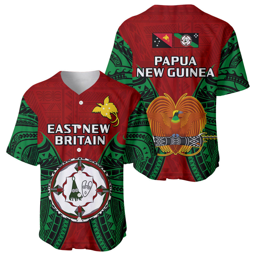 Papua New Guinea Baseball Jersey East New Britain Province Mix Coat Of Arms Polynesian Art - Wonder Print Shop