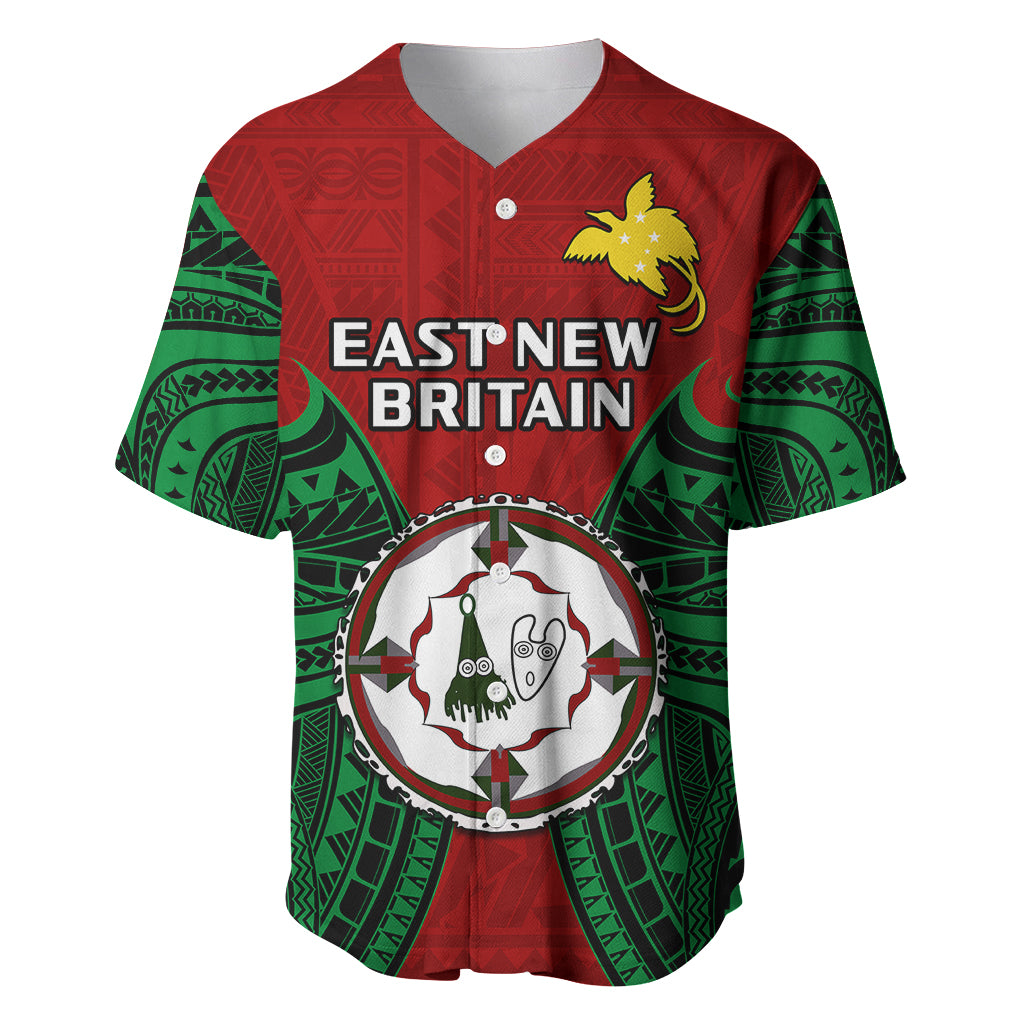 Papua New Guinea Baseball Jersey East New Britain Province Mix Coat Of Arms Polynesian Art - Wonder Print Shop