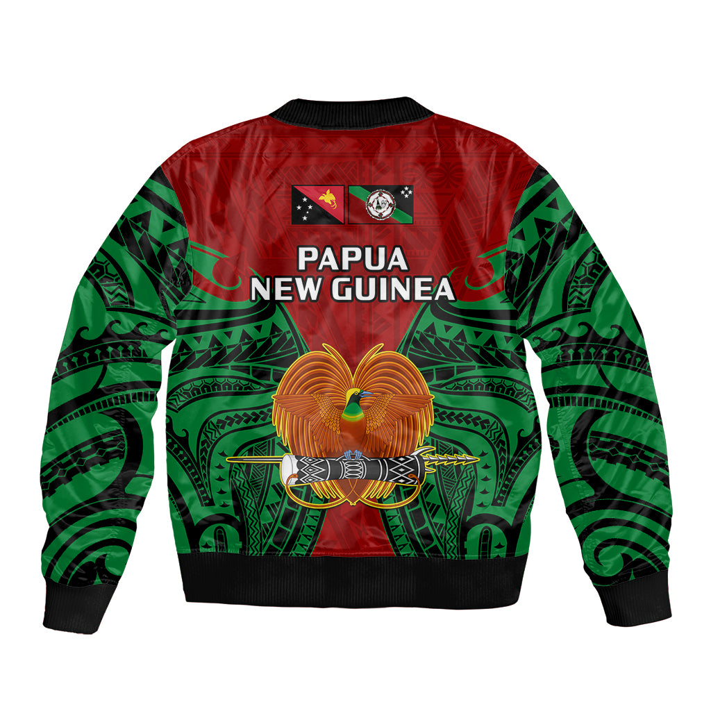 Papua New Guinea Bomber Jacket East New Britain Province Mix Coat Of Arms Polynesian Art - Wonder Print Shop