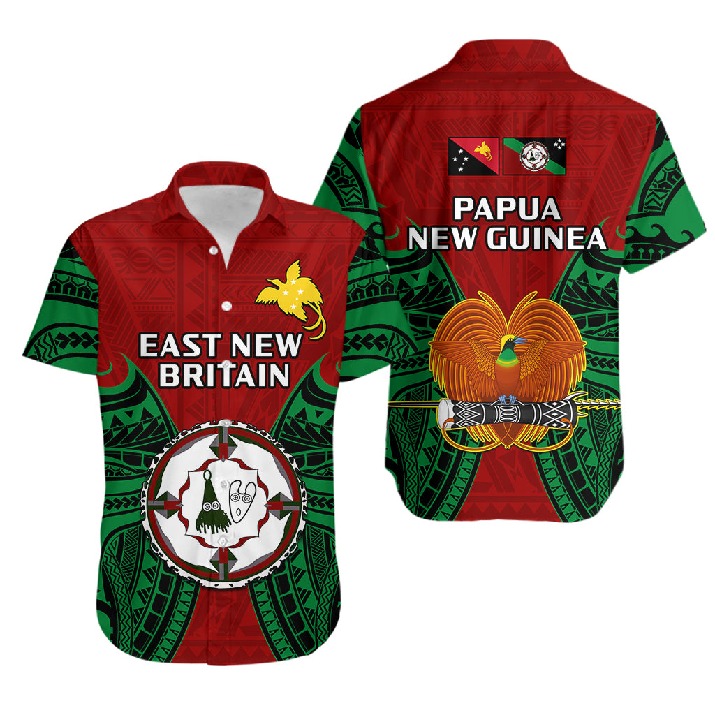 Papua New Guinea Hawaiian Shirt East New Britain Province Mix Coat Of Arms Polynesian Art - Wonder Print Shop