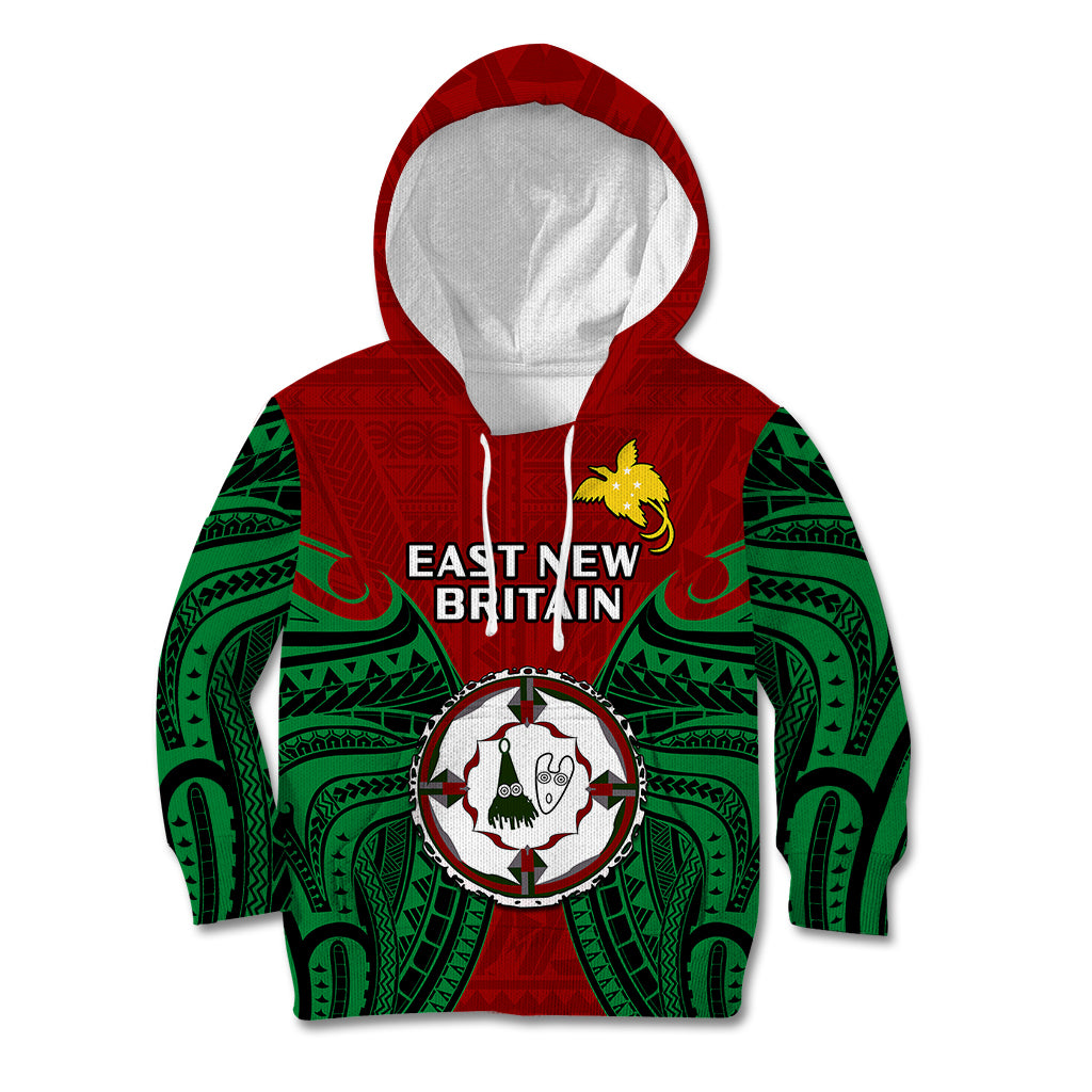 Papua New Guinea Kid Hoodie East New Britain Province Mix Coat Of Arms Polynesian Art - Wonder Print Shop