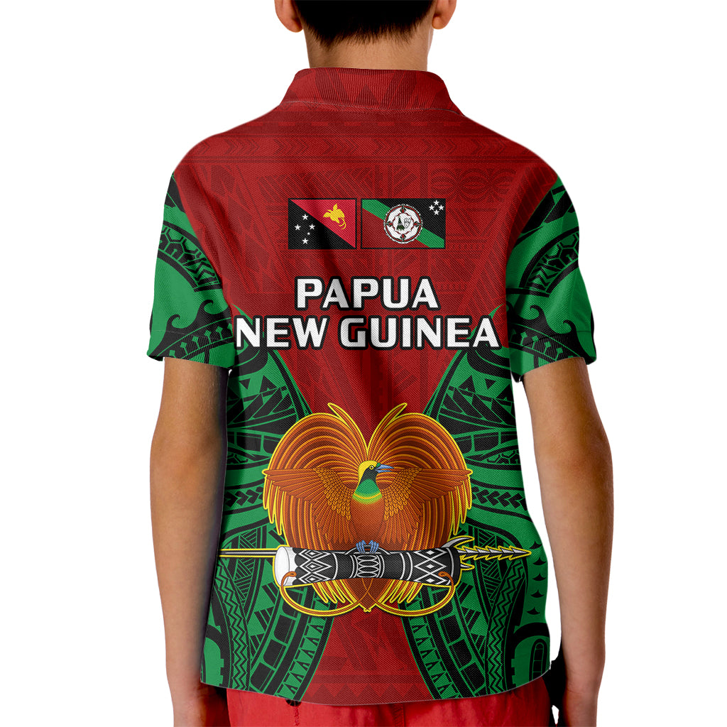 Papua New Guinea Polo Shirt for Kid East New Britain Province Mix Coat Of Arms Polynesian Art - Wonder Print Shop
