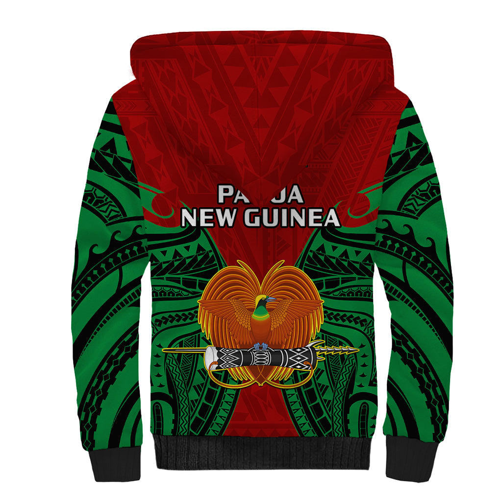 Papua New Guinea Sherpa Hoodie East New Britain Province Mix Coat Of Arms Polynesian Art - Wonder Print Shop