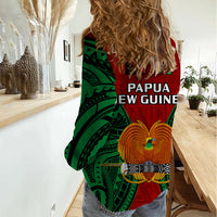 Papua New Guinea Women Casual Shirt East New Britain Province Mix Coat Of Arms Polynesian Art - Wonder Print Shop
