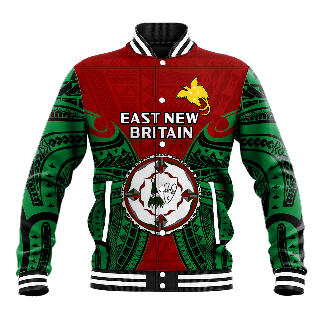 (Custom Personalised) Papua New Guinea Baseball Jacket East New Britain Province Mix Coat Of Arms Polynesian Art - Wonder Print Shop