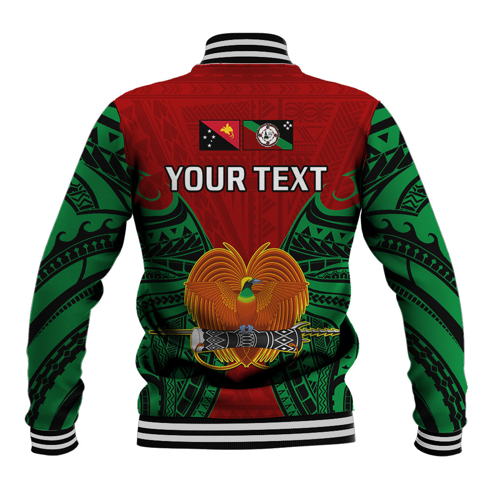 (Custom Personalised) Papua New Guinea Baseball Jacket East New Britain Province Mix Coat Of Arms Polynesian Art - Wonder Print Shop