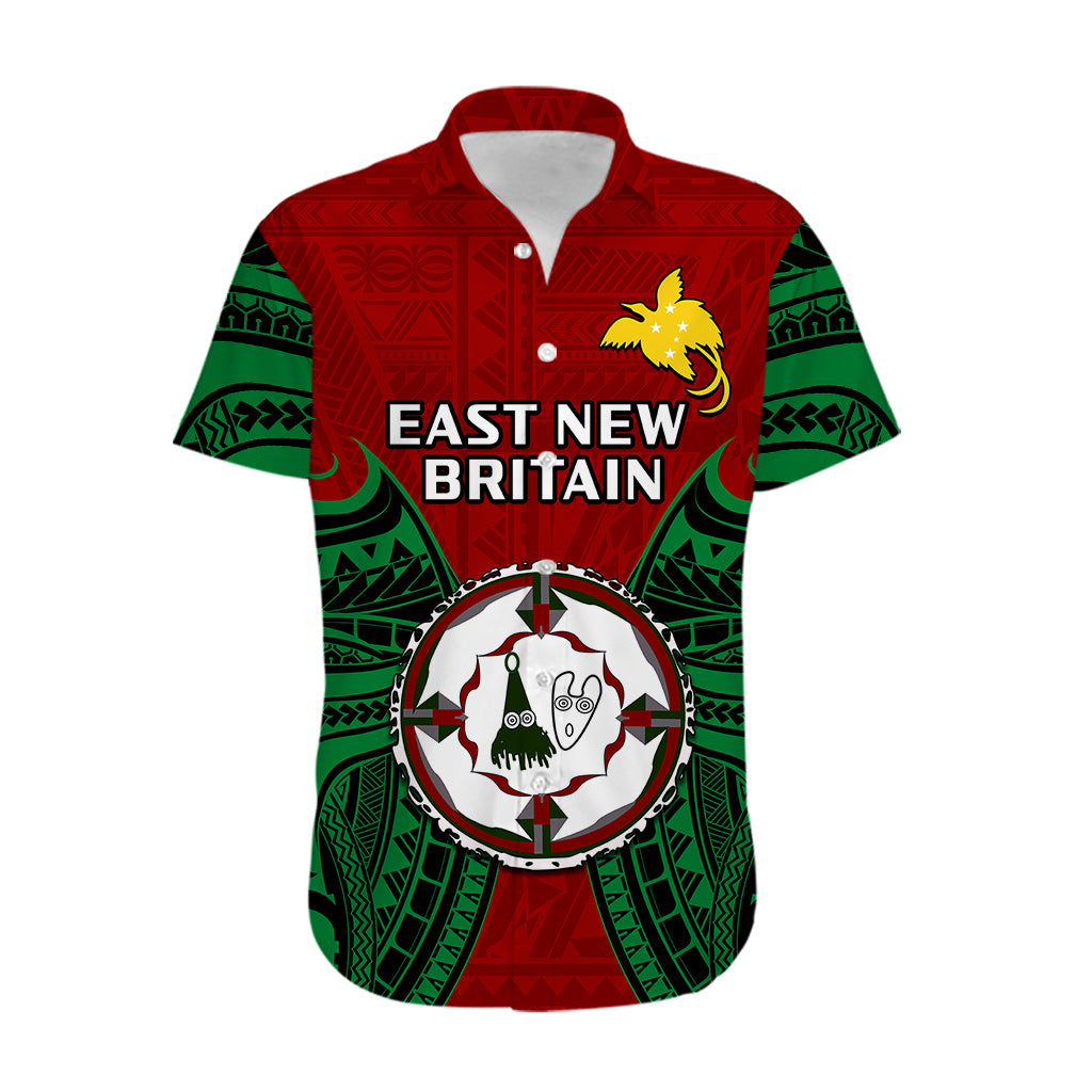 (Custom Personalised) Papua New Guinea Hawaiian Shirt East New Britain Province Mix Coat Of Arms Polynesian Art - Wonder Print Shop