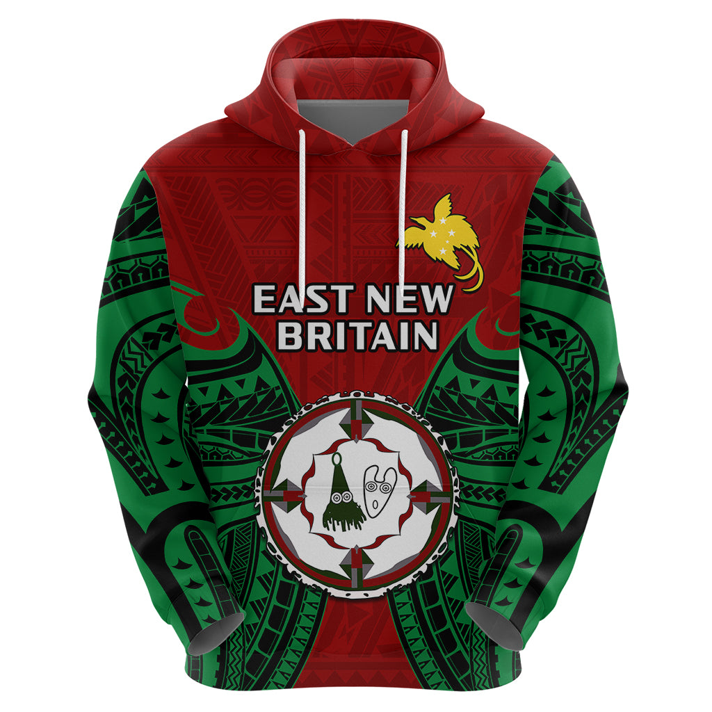 Custom Papua New Guinea Hoodie East New Britain Province Mix Coat Of Arms Polynesian Art - Wonder Print Shop
