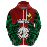 Custom Papua New Guinea Hoodie East New Britain Province Mix Coat Of Arms Polynesian Art - Wonder Print Shop