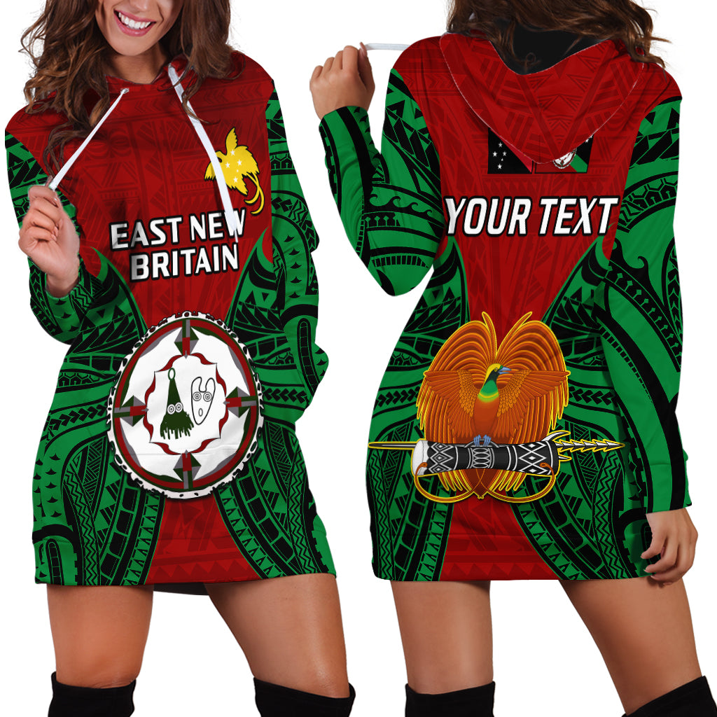 (Custom Personalised) Papua New Guinea Hoodie Dress East New Britain Province Mix Coat Of Arms Polynesian Art - Wonder Print Shop