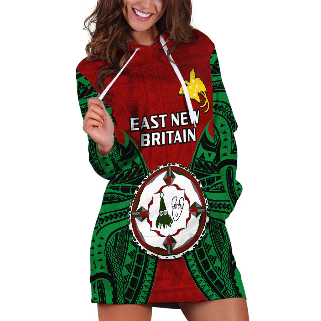 (Custom Personalised) Papua New Guinea Hoodie Dress East New Britain Province Mix Coat Of Arms Polynesian Art - Wonder Print Shop