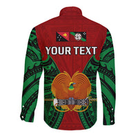(Custom Personalised) Papua New Guinea Long Sleeve Button Shirt East New Britain Province Mix Coat Of Arms Polynesian Art - Wonder Print Shop
