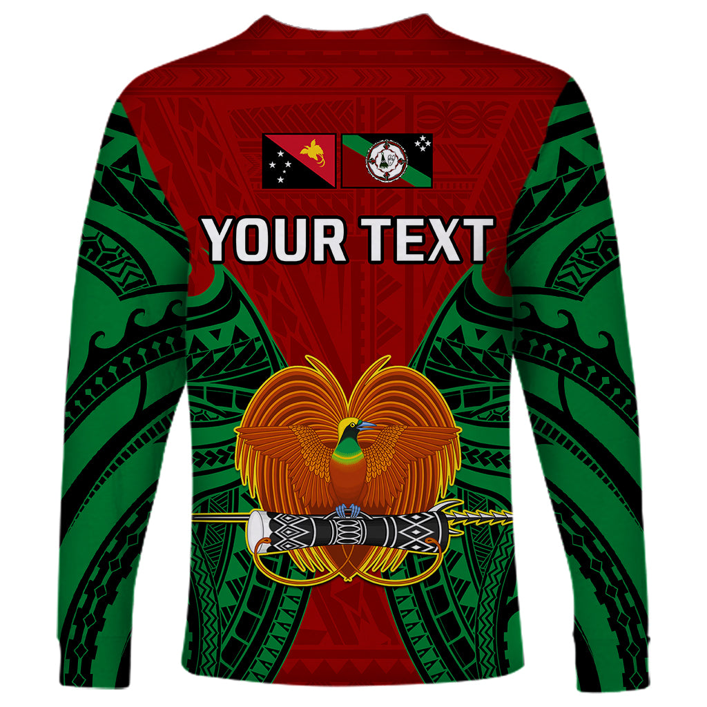 (Custom Personalised) Papua New Guinea Long Sleeve Shirt East New Britain Province Mix Coat Of Arms Polynesian Art - Wonder Print Shop