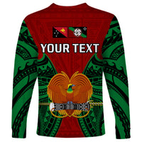 (Custom Personalised) Papua New Guinea Long Sleeve Shirt East New Britain Province Mix Coat Of Arms Polynesian Art - Wonder Print Shop