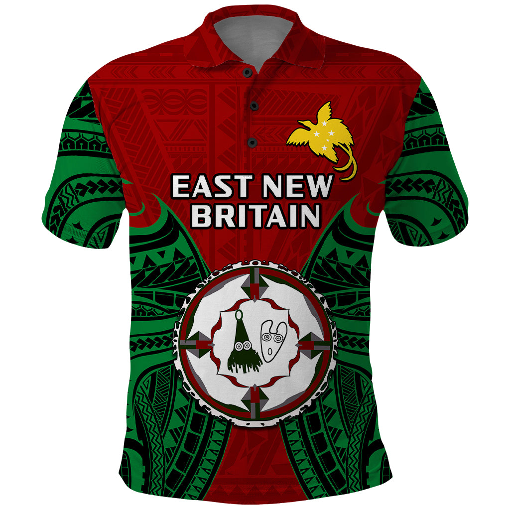 Custom Papua New Guinea Polo Shirt East New Britain Province Mix Coat Of Arms Polynesian Art - Wonder Print Shop
