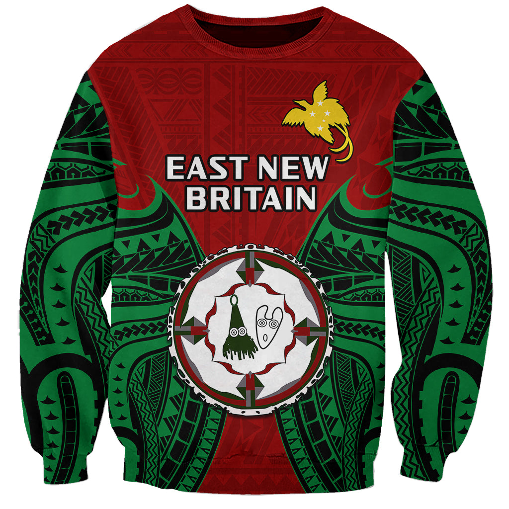 (Custom Personalised) Papua New Guinea Sweatshirt East New Britain Province Mix Coat Of Arms Polynesian Art - Wonder Print Shop