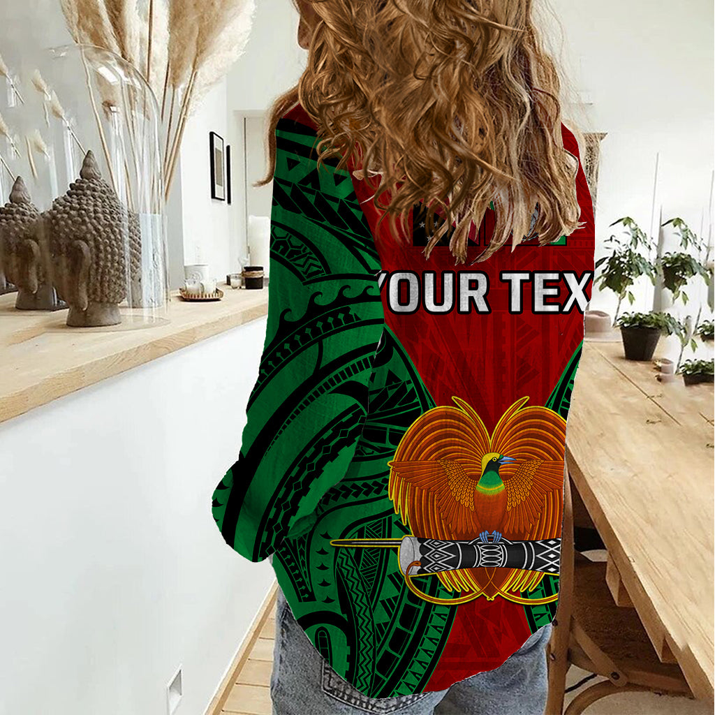 (Custom Personalised) Papua New Guinea Women Casual Shirt East New Britain Province Mix Coat Of Arms Polynesian Art - Wonder Print Shop