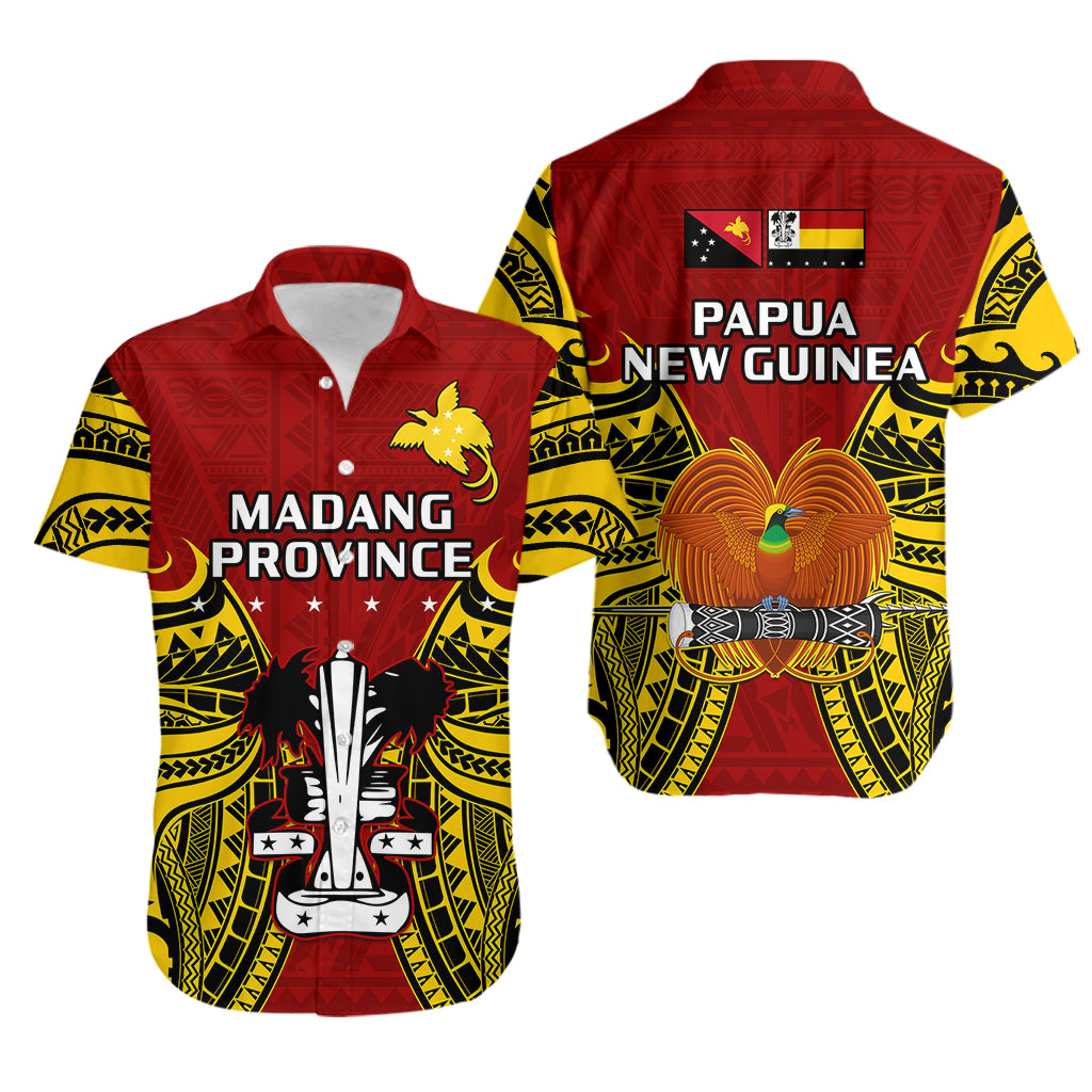 Papua New Guinea Hawaiian Shirt Madang Province Mix Coat Of Arms Polynesian Art - Wonder Print Shop