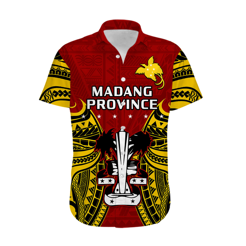 Papua New Guinea Hawaiian Shirt Madang Province Mix Coat Of Arms Polynesian Art - Wonder Print Shop