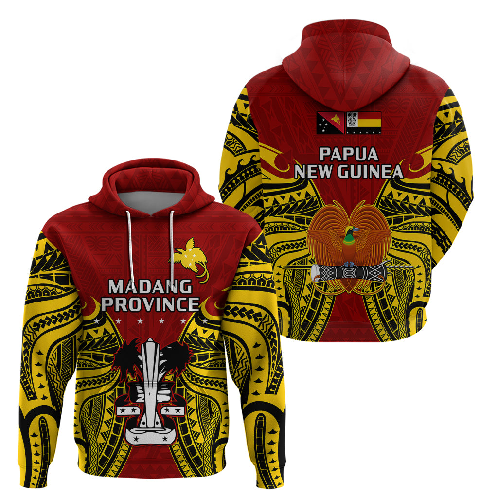 Papua New Guinea Hoodie Madang Province Mix Coat Of Arms Polynesian Art - Wonder Print Shop