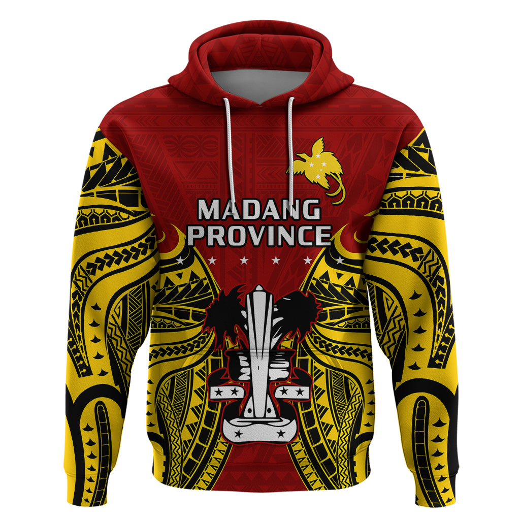 Papua New Guinea Hoodie Madang Province Mix Coat Of Arms Polynesian Art - Wonder Print Shop