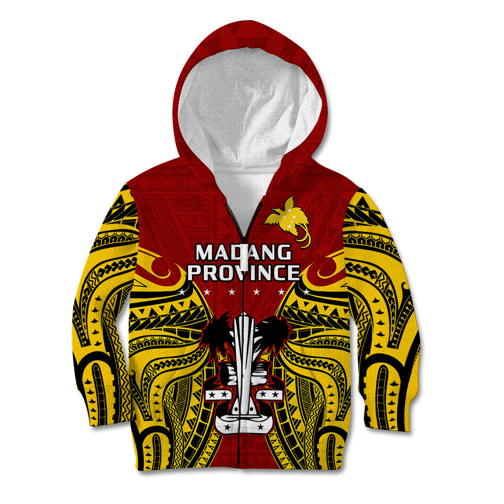 Papua New Guinea Kid Hoodie Madang Province Mix Coat Of Arms Polynesian Art - Wonder Print Shop