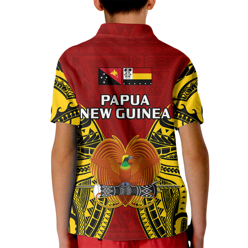 Papua New Guinea Polo Shirt for Kid Madang Province Mix Coat Of Arms Polynesian Art - Wonder Print Shop