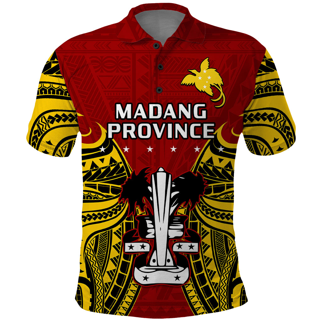 Papua New Guinea Polo Shirt Madang Province Mix Coat Of Arms Polynesian Art - Wonder Print Shop