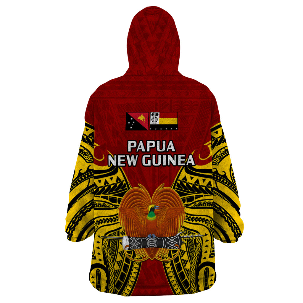 Papua New Guinea Wearable Blanket Hoodie Madang Province Mix Coat Of Arms Polynesian Art - Wonder Print Shop