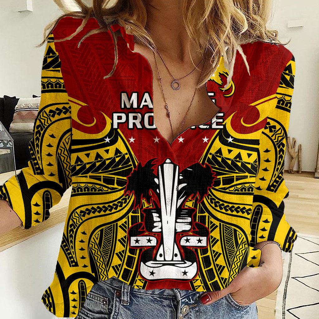Papua New Guinea Women Casual Shirt Madang Province Mix Coat Of Arms Polynesian Art - Wonder Print Shop