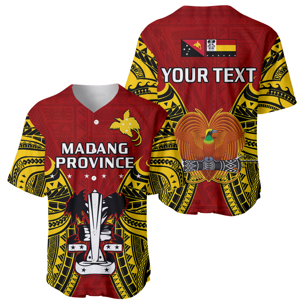 (Custom Personalised) Papua New Guinea Baseball Jersey Madang Province Mix Coat Of Arms Polynesian Art - Wonder Print Shop