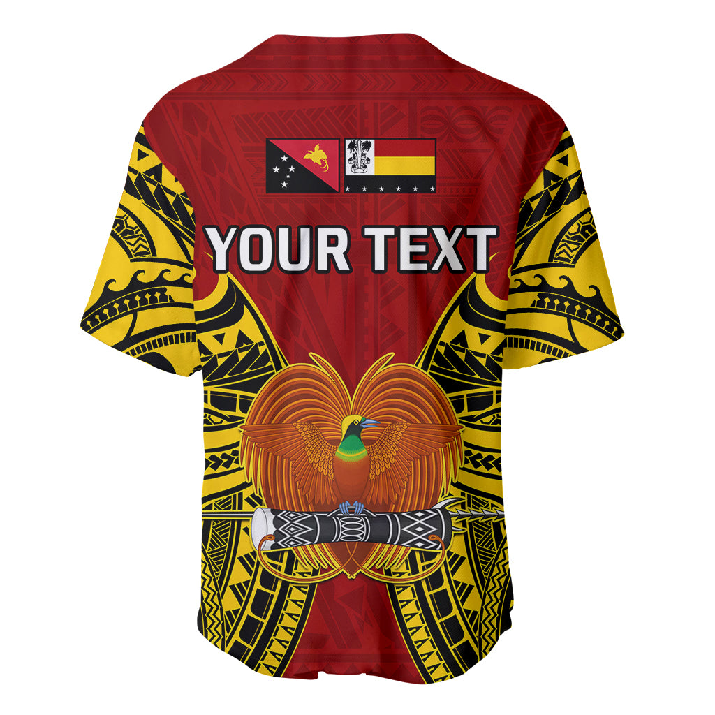 (Custom Personalised) Papua New Guinea Baseball Jersey Madang Province Mix Coat Of Arms Polynesian Art - Wonder Print Shop