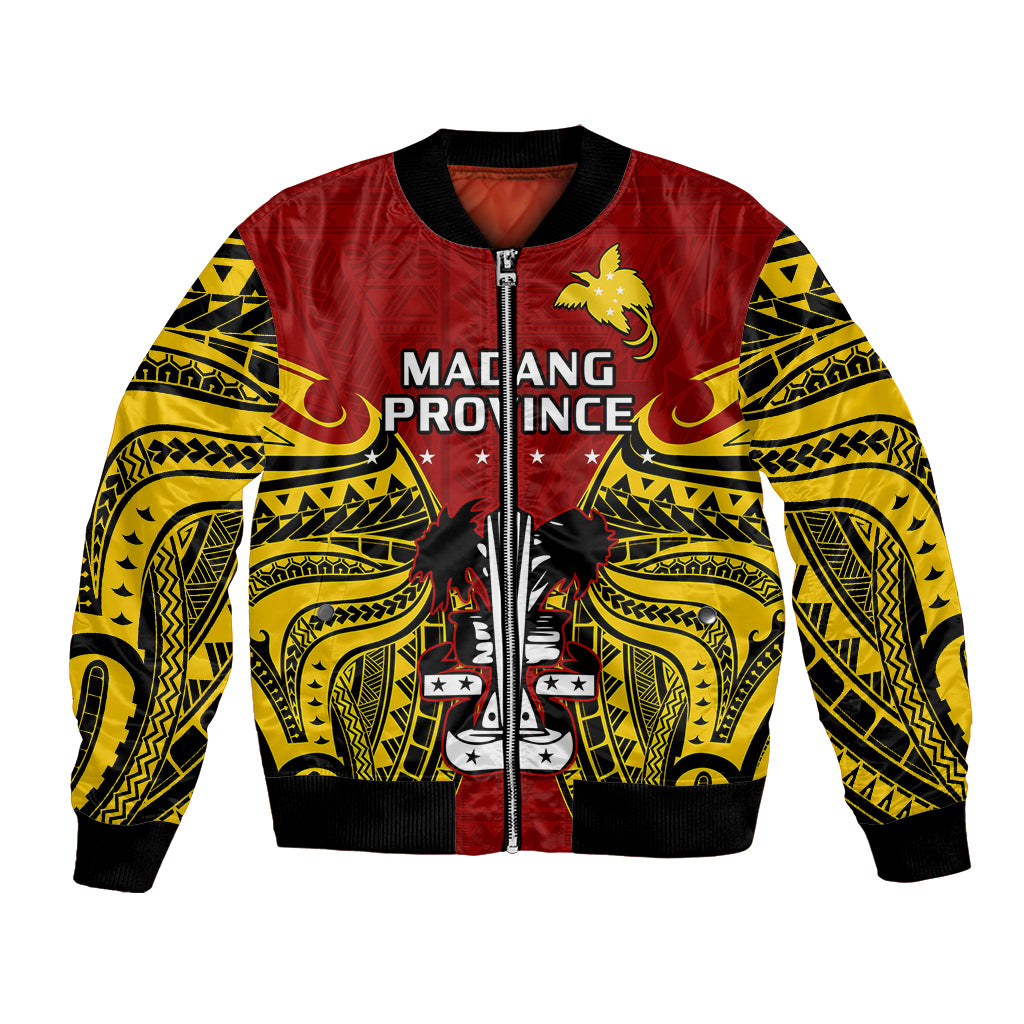 (Custom Personalised) Papua New Guinea Bomber Jacket Madang Province Mix Coat Of Arms Polynesian Art - Wonder Print Shop
