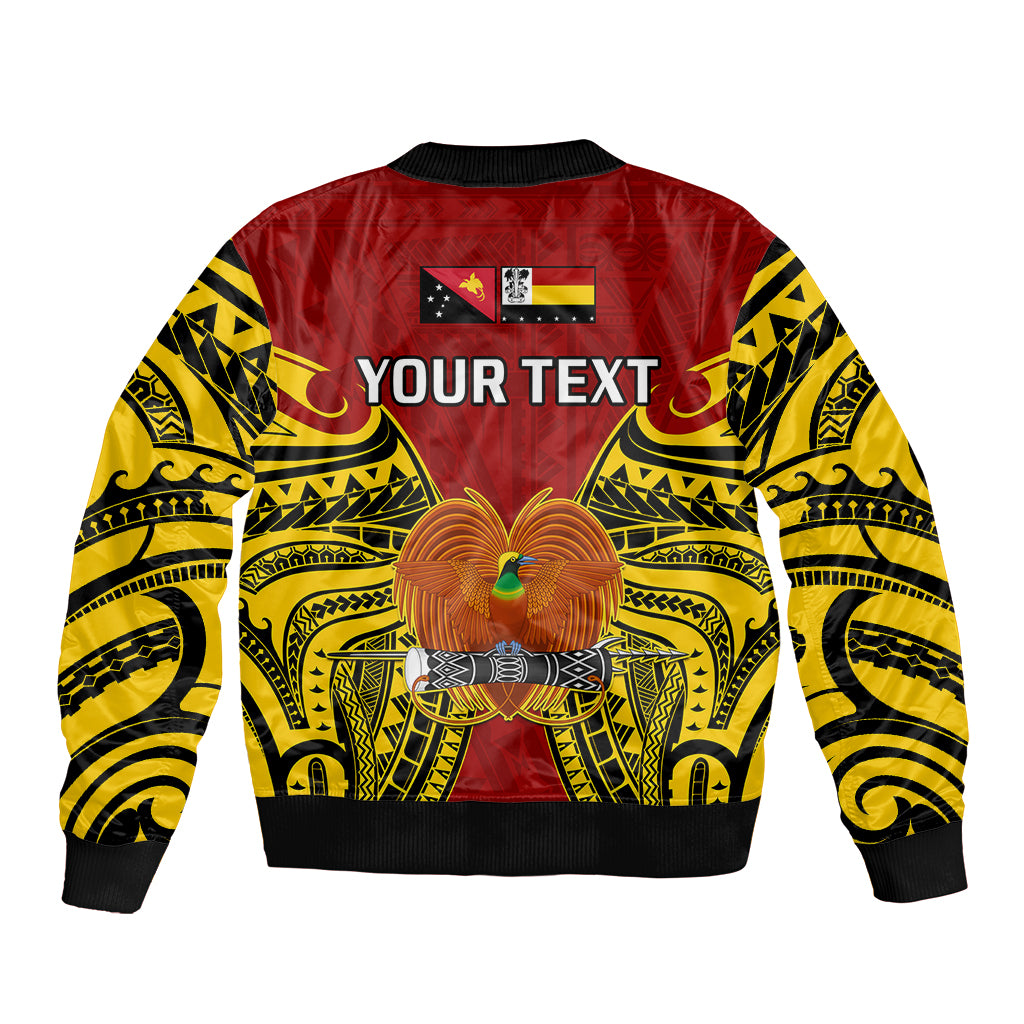 (Custom Personalised) Papua New Guinea Bomber Jacket Madang Province Mix Coat Of Arms Polynesian Art - Wonder Print Shop