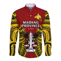 (Custom Personalised) Papua New Guinea Long Sleeve Button Shirt Madang Province Mix Coat Of Arms Polynesian Art - Wonder Print Shop