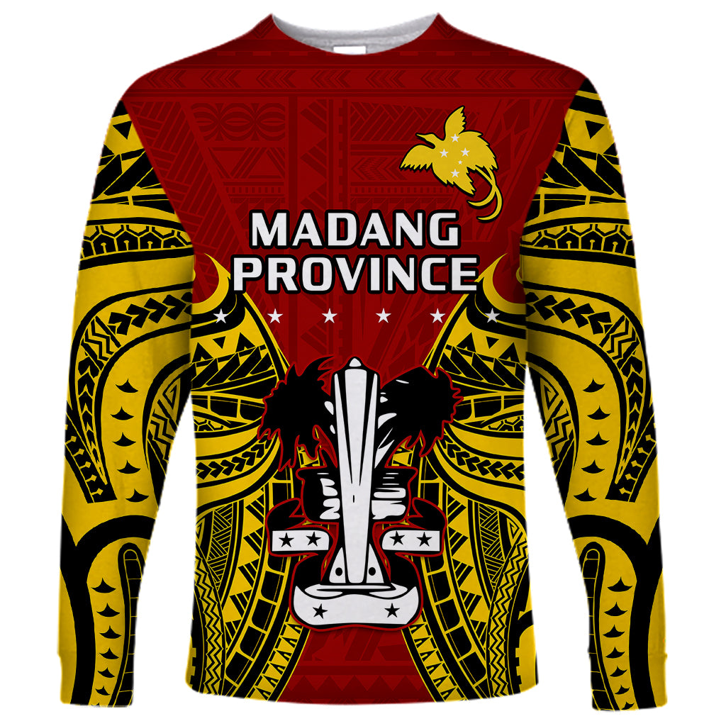 (Custom Personalised) Papua New Guinea Long Sleeve Shirt Madang Province Mix Coat Of Arms Polynesian Art - Wonder Print Shop