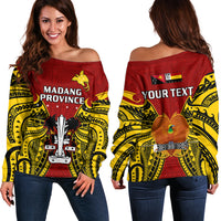 (Custom Personalised) Papua New Guinea Off Shoulder Sweater Madang Province Mix Coat Of Arms Polynesian Art - Wonder Print Shop