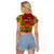 (Custom Personalised) Papua New Guinea Raglan Cropped T Shirt Madang Province Mix Coat Of Arms Polynesian Art - Wonder Print Shop