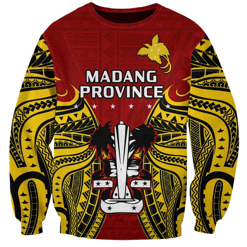 (Custom Personalised) Papua New Guinea Sweatshirt Madang Province Mix Coat Of Arms Polynesian Art - Wonder Print Shop