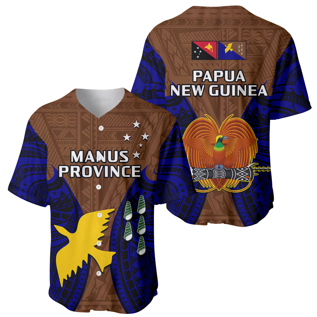 Papua New Guinea Baseball Jersey Manus Province Mix Coat Of Arms Polynesian Art - Wonder Print Shop