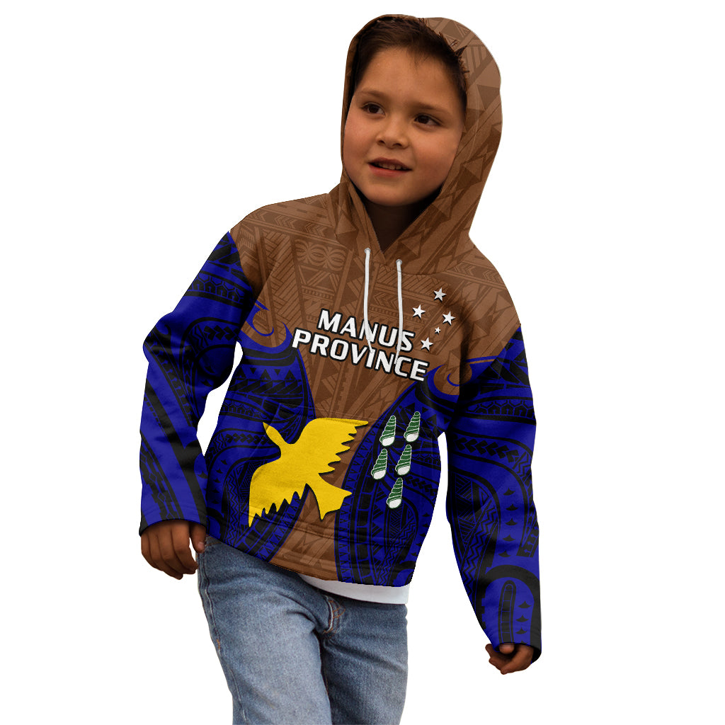Papua New Guinea Kid Hoodie Manus Province Mix Coat Of Arms Polynesian Art - Wonder Print Shop