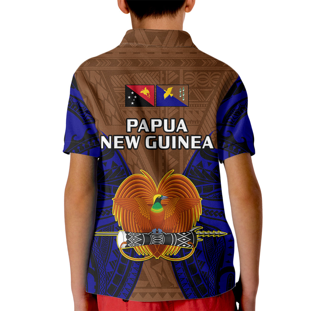 Papua New Guinea Polo Shirt for Kid Manus Province Mix Coat Of Arms Polynesian Art - Wonder Print Shop