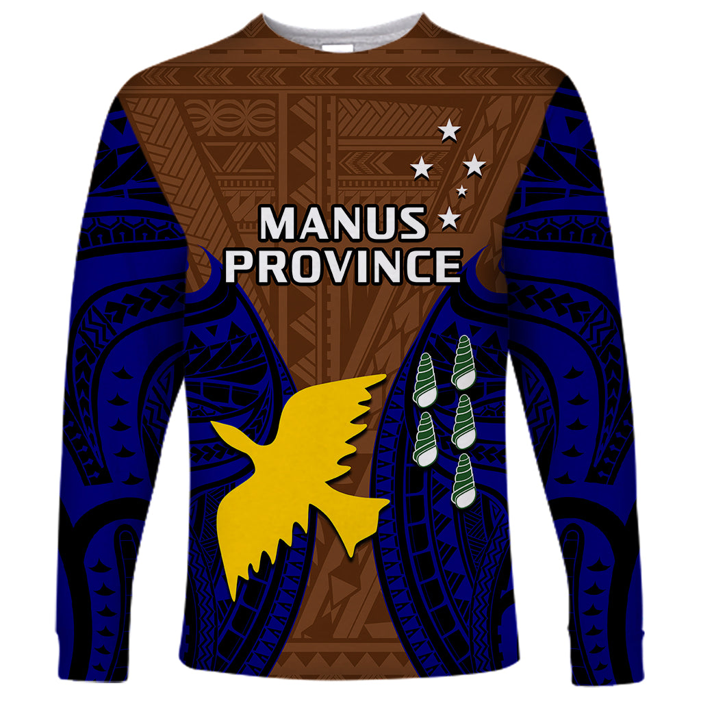 Papua New Guinea Long Sleeve Shirt Manus Province Mix Coat Of Arms Polynesian Art - Wonder Print Shop
