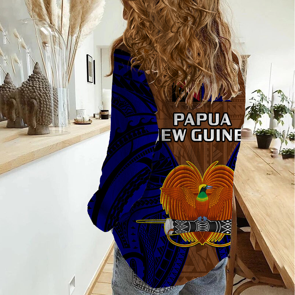 Papua New Guinea Women Casual Shirt Manus Province Mix Coat Of Arms Polynesian Art - Wonder Print Shop