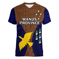 Papua New Guinea Women V Neck T Shirt Manus Province Mix Coat Of Arms Polynesian Art - Wonder Print Shop