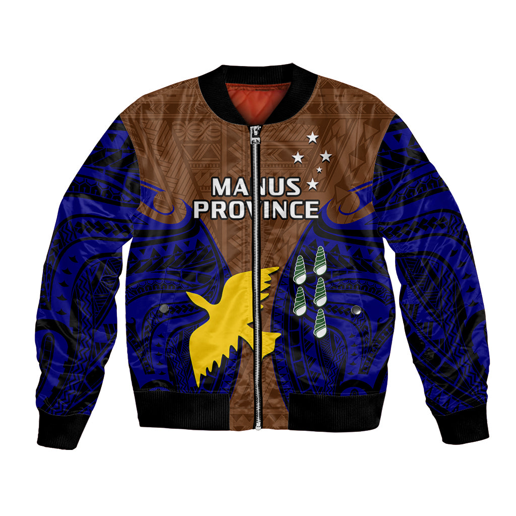 (Custom Personalised) Papua New Guinea Bomber Jacket Manus Province Mix Coat Of Arms Polynesian Art - Wonder Print Shop